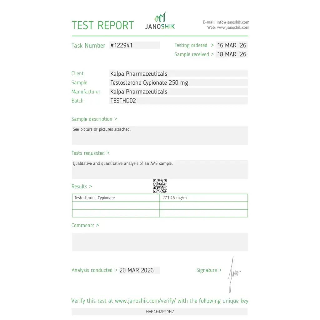testoxyl cypionate purity analysis report
