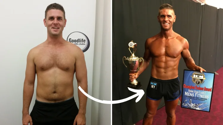 Bodybuilder before and after transformation