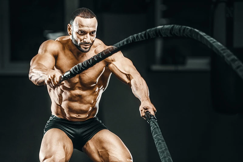 Bodybuilder performing cardio for fat loss