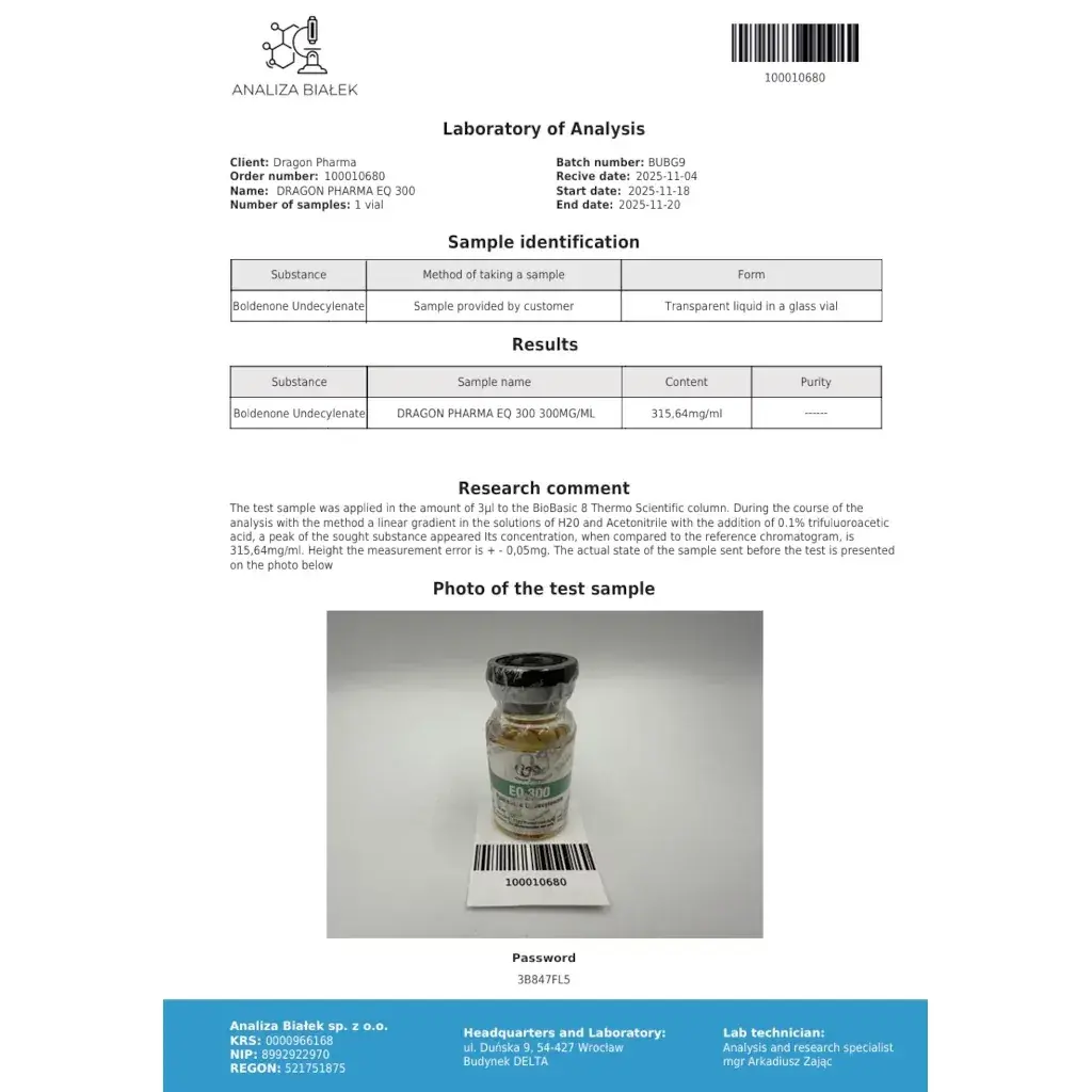 eq 300 purity analysis report
